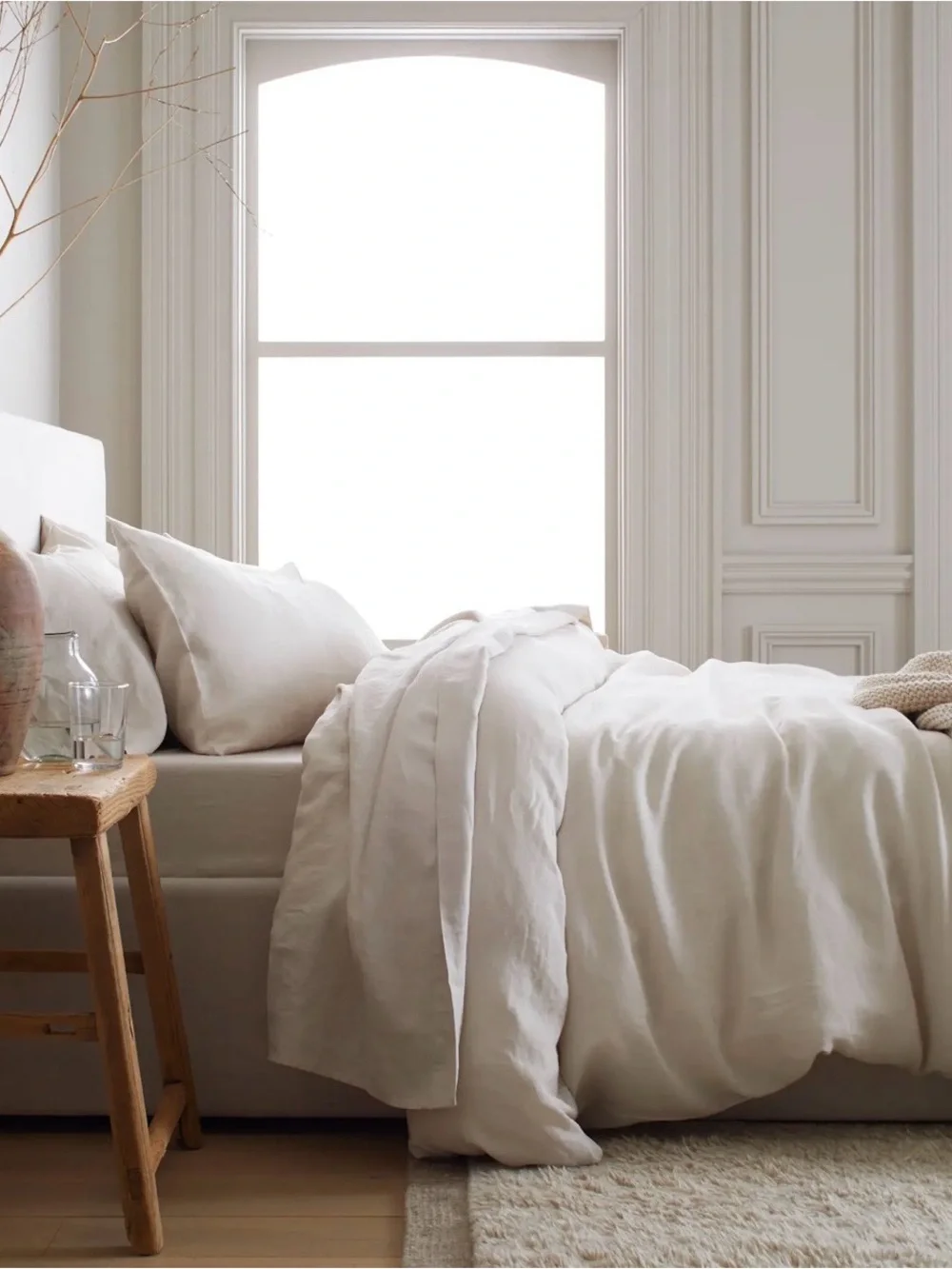NWOT Quince European Linen 3 Piece Duvet Cover Set, Full/Queen (Sand)